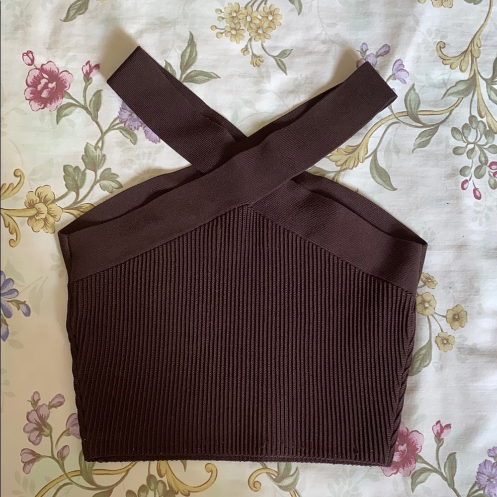 Aritzia sculpt knit cross top